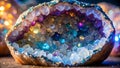 The Crystalline Embrace: A Renaissance Quartz Geode generative AI