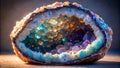 The Crystalline Embrace: A Renaissance Quartz Geode generative AI