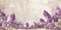 Crystalline geode stone background with amethyst and quartz mineral clusters. Royalty Free Stock Photo