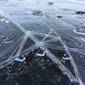 Crystalline ice formation with intricate geometric patterns on a surface Royalty Free Stock Photo