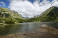 Crystalline lake among the mountain peak Royalty Free Stock Photo