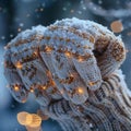 Crystalline Snowflakes Landing on Warm Woolen Mittens The flakes blur with the wool Royalty Free Stock Photo