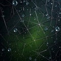 Crystalline spider web network with water drops Royalty Free Stock Photo
