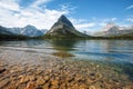 Crystalline Waters of Swiftcurrent Lake at Many Glacier Glacier National Park, MT Royalty Free Stock Photo