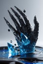 Crystallized Android Hand Emerging from Dark Liquid â Hyper-Realistic Futuristic Concept Art Royalty Free Stock Photo