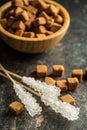 Crystallized sugar on wooden stick. Royalty Free Stock Photo