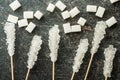 Crystallized sugar on wooden stick. Royalty Free Stock Photo