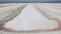 Crystallizing ponds at salt farming in a coastal desert, BCS, Mexico Royalty Free Stock Photo