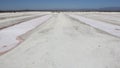 Crystallizing ponds at salt farming in a coastal desert, BCS, Mexico Royalty Free Stock Photo