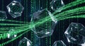 Crystals and Binary Code Data Stream - Futuristic Technology and Information Flow Royalty Free Stock Photo