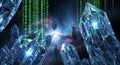 Crystals and Binary Code in Space Digital Future Concepts Royalty Free Stock Photo