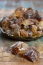 Crystals of candy sugar, traditional brown rock sugar originally from Isfachan, Iran Royalty Free Stock Photo