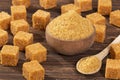 Crystals And Cubes Of Unrefined Brown Cane Sugar - Saccharum officinarum Royalty Free Stock Photo
