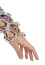 Crystals encrusted bracelets turtles on woman hand