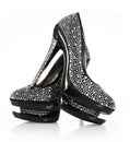 Crystals encrusted pair of black shoes