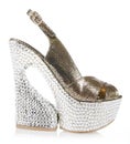 Crystals encrusted platform shoes Royalty Free Stock Photo