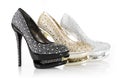 Crystals encrusted shoes Royalty Free Stock Photo