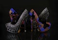 Crystals encrusted shoes collection on black