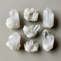 Crystals exhibit a range of sizes and forms each with clear to milky Royalty Free Stock Photo