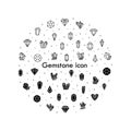 Crystals flat line icons set. Geometric gems diamonds. Simple flat vector illustration for geology, jewelry store, web site or