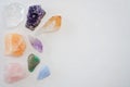 Crystals and gemstones - Amethyst Point and cluster, clear quartz, Citrine, calcite, rose quartz