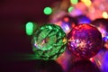 Crystals on the ground with colorful lights