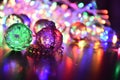 Crystals on the ground with colorful lights