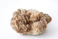 Crystals of gypsum-selenite on a white background