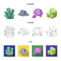 Crystals, iron ore. Precious minerals and a jeweler set collection icons in cartoon,outline,flat style vector symbol