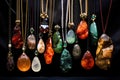 Crystals for protection: powerful crystal jewellery necklaces. Crystal mindfulness technique therapy. Many Healing Chakra Crystals