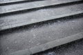 Crystals of salt on stairs, these gets slippery in winter when layer of ice forms top of surface