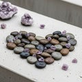 Crystals (SiO ) are scattered among the pebbles and around the Royalty Free Stock Photo