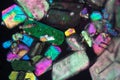 Crystals of sodium borate under the microscope