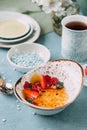 Foodstyling with tea on wooden background Royalty Free Stock Photo