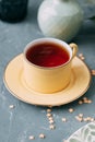 Foodstyling with tea on wooden background