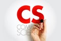CS acronym for computer science handwritten concept. Educational theme representing the study of computation, algorithms, Royalty Free Stock Photo