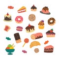 Set of hand drawn vector dessert, cake, sweets with cute pastel color. collection illustration for sticker, label, tag, gift wrapp Royalty Free Stock Photo