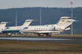 CS-CHB Net Jets Europe Bombardier Challenger 350 and an US Air Force Gulfstream C-37B jet in Zurich in Switzerland