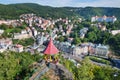 csar Peter the Great viewpoint - historic centre of spa town Karlovy Vary, Czech republic, Europe Royalty Free Stock Photo