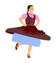 Csardas dancer illustration. Folklore of Hungary. Bavarian woman on octobarfest. Balkan folk dance.