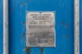 CSC Plate on blue container