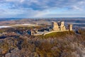 Aerial view of the Castle of Csesznek Royalty Free Stock Photo