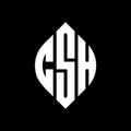 CSH circle letter logo design with circle and ellipse shape. CSH ellipse letters with typographic style. The three initials form a Royalty Free Stock Photo