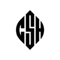 CSH circle letter logo design with circle and ellipse shape. CSH ellipse letters with typographic style. The three initials form a Royalty Free Stock Photo