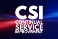 CSI - Continual Service Improvement acronym, business concept background Royalty Free Stock Photo