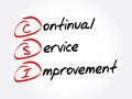 CSI - Continual Service Improvement acronym, business concept