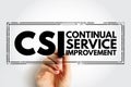CSI Continual Service Improvement - method to identify and execute opportunities to make IT processes and services better, acronym Royalty Free Stock Photo