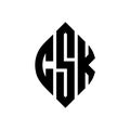 CSK circle letter logo design with circle and ellipse shape. CSK ellipse letters with typographic style. The three initials form a Royalty Free Stock Photo