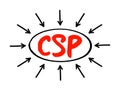 CSP Cloud Service Provider - third-party company offering a cloud-based platform, infrastructure, application and storage services Royalty Free Stock Photo