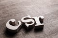 CSR Abbreviation Wood Letters Royalty Free Stock Photo